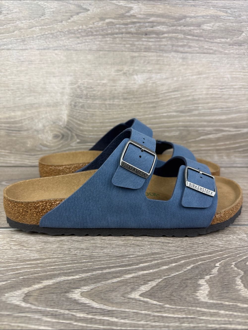 Birkenstock Arizona Vegan Men’s Sz 11/EU 44 Stone Blue Slip On Slides Sandals